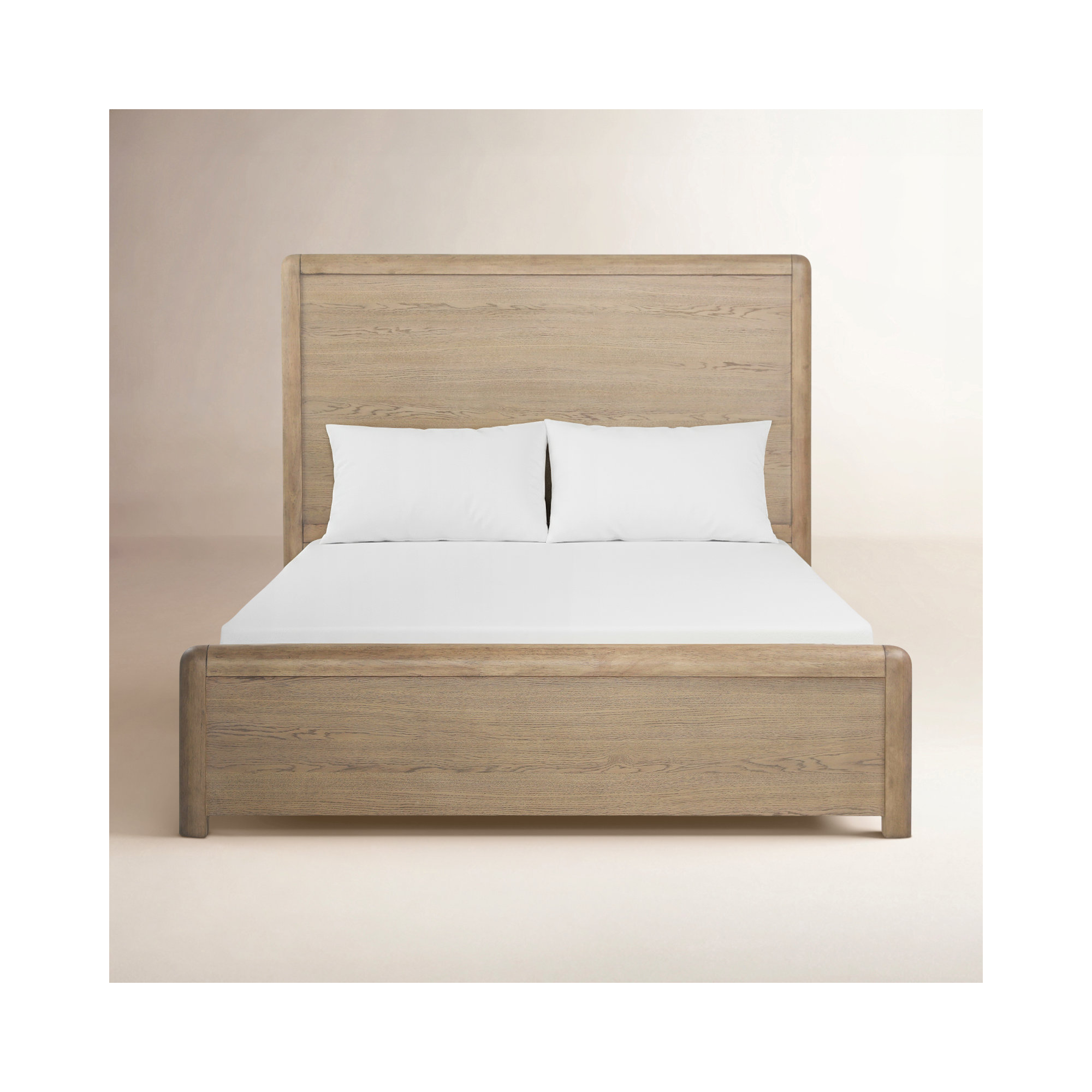 Tricia Rubberwood Panel Bed, Natural, Queen