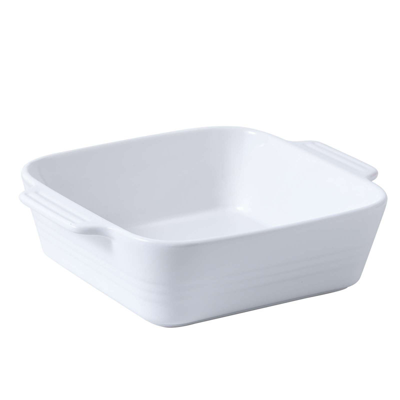 8" Square Ceramic Baking Dish - Classic Cake Pan, White