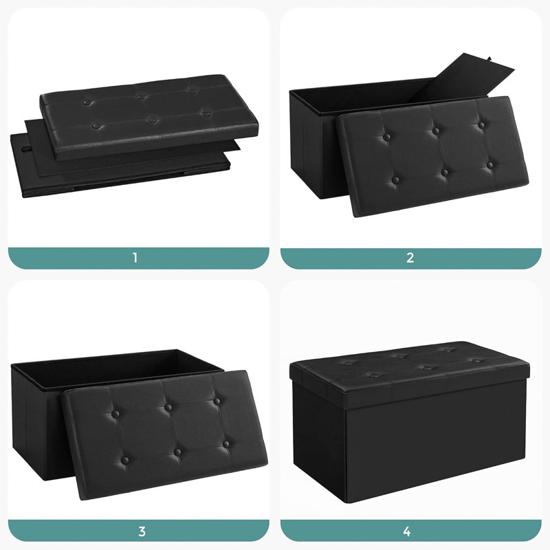 76x38x38cm 76cm Wide Rectangle Cube Ottoman with Storage, Black