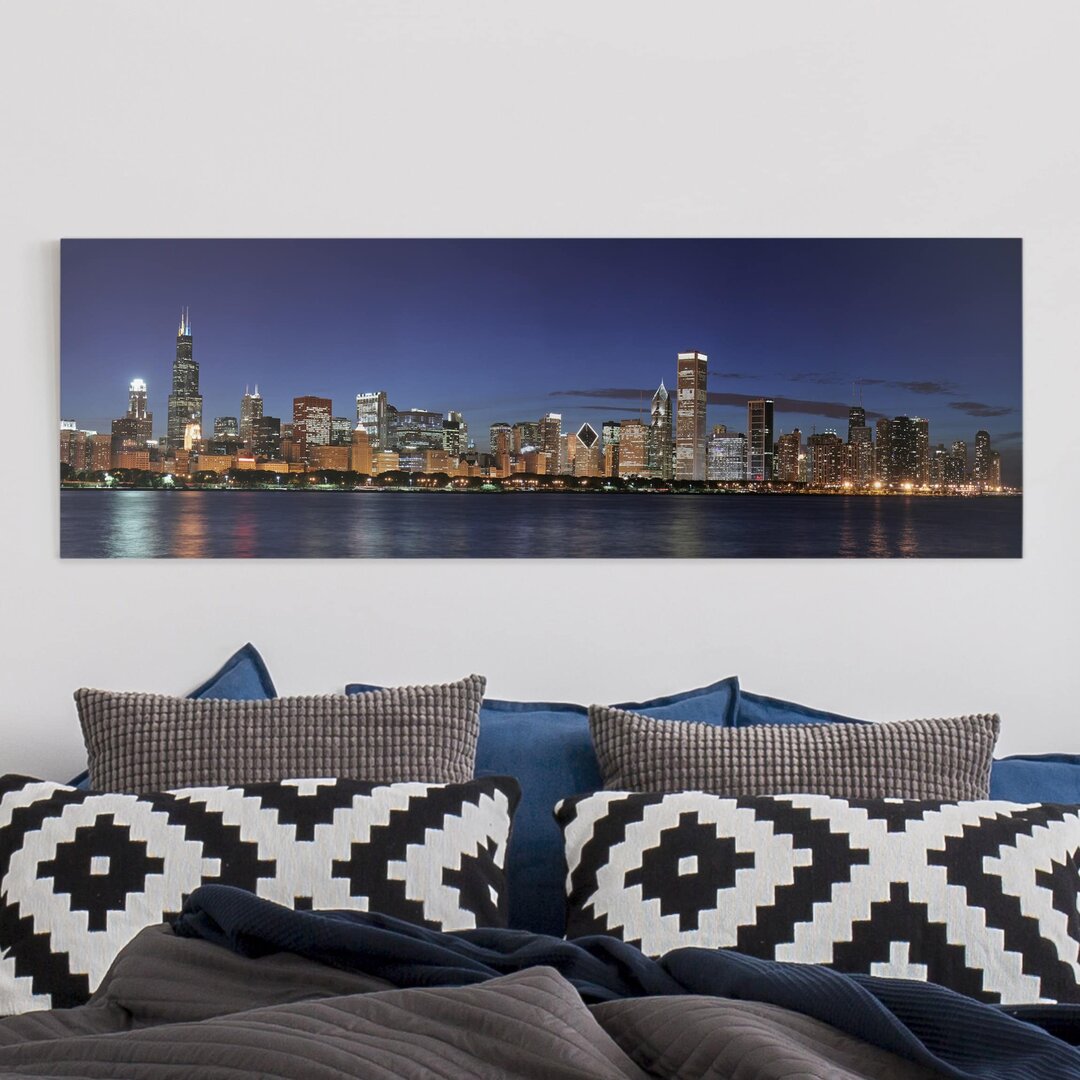 Leinwandbild Chicago Skyline bei Nacht