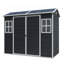 Remise de rangement extérieure 8 pi x 4 pi avec deux fenêtres et deux portes, remise en plastique avec plancher pour gargen, patio, cour, pelouse, noir-126007012
