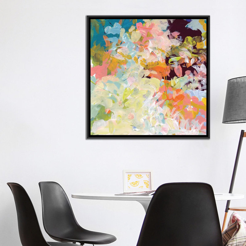 « lunaire freefall », impression sur toile, H 18 po x l 18 po x P 1,5 po, Toile encadrée noire, Pas de tapis