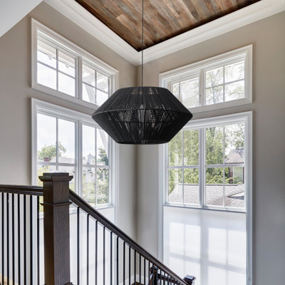 Luminaire suspendu simple noir à 1 lumière Antioca
