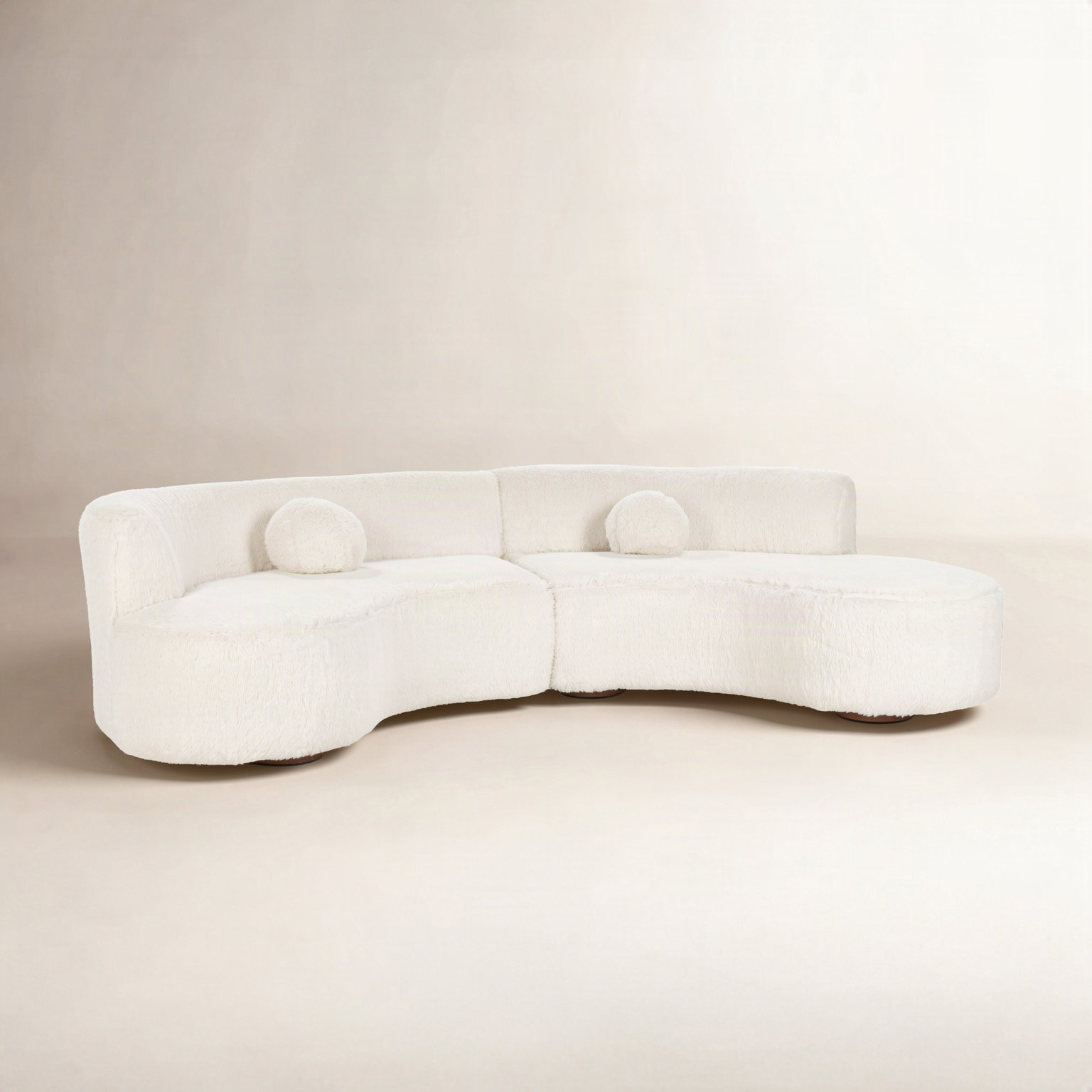 Octavia 2 - Piece Upholstered Curved Sectional, Vanilla Plush
