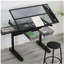 Table à dessin à manivelle réglable avec 2 tiroirs en métal (noir) et tabouret-364793328