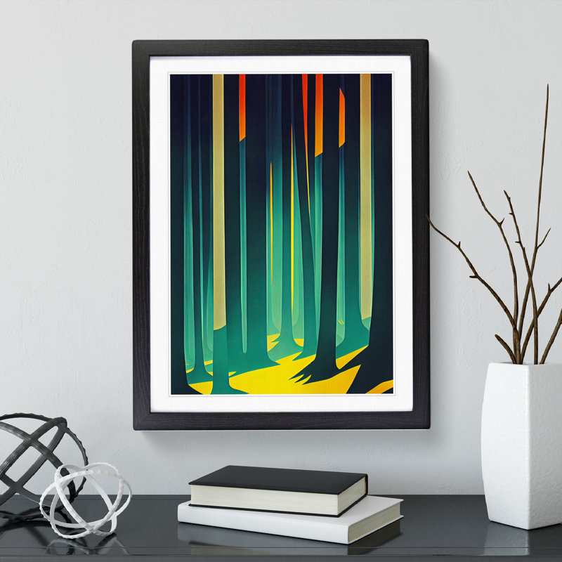Vivid Forest Abstract - Single Picture Frame Print, 64cm H x 46cm W x 2cm D, Black Framed