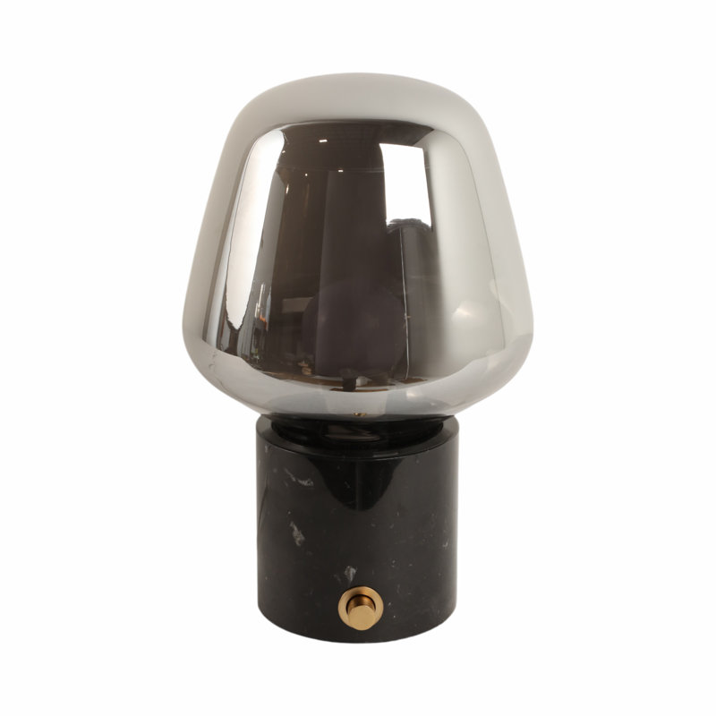Brayden Studio® 12X8" Glass Shade On Marble Base With Switch, Black