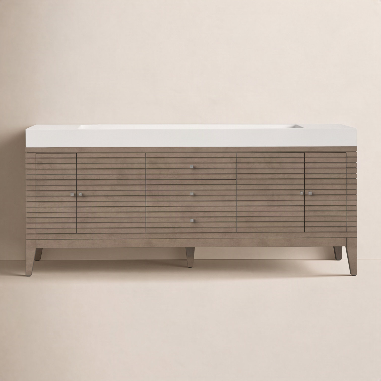 Sarin 72" Single Bathroom Vanity, Glossy White, Whitewashed Walnut