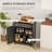 Distressed Black Patio Sideboard - Solid Wood Countertop, 2 Drawers, Doors, Adjustable Shelf Storage Cabinet
