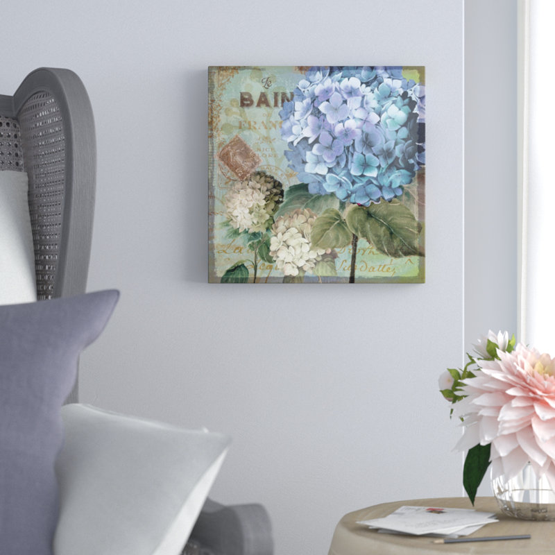 «Colorful Hydrangeas with Antique French Backdrop», art textuel, H 12 po x l 12 po, Plaque murale