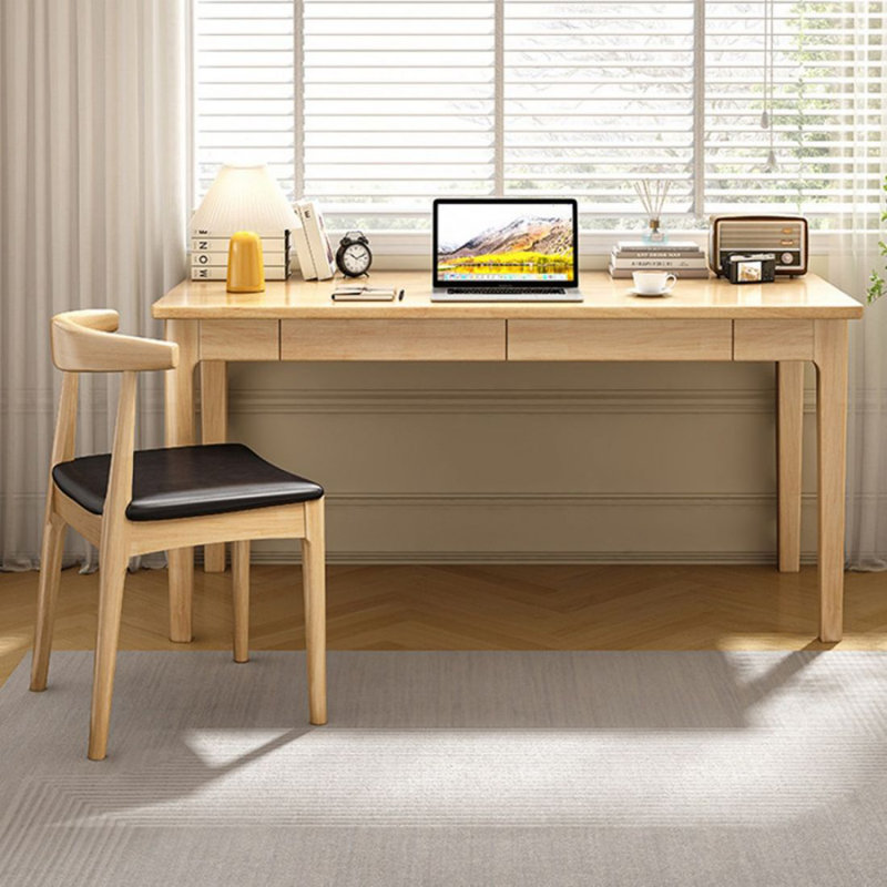 Bureau rectangulaire moderne et simple avec tiroirs, Burlywood, H 29,53 po x l 39,37 po x P 23,62 po