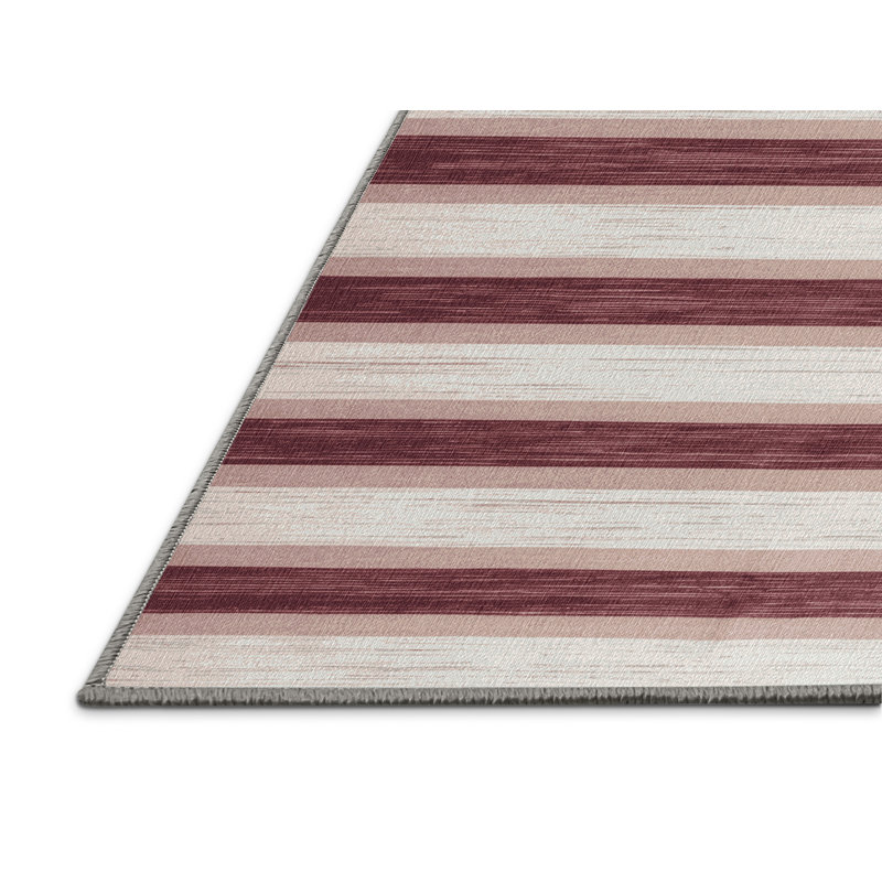 Tapis gris à rayures horizontales lavable à la machine, Carré 5 pi