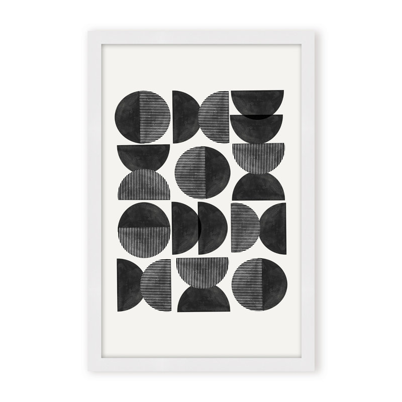 Abstract Mid Century, Geometric by  - Picture Frame Painting on Paper, 36" H x 24" W x 1.125" D, Black, Framed Matted Print