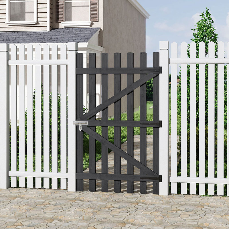 Caskey Garden Wood Fence Gate with Latch, 150cm H x 90cm W x 1.5cm D