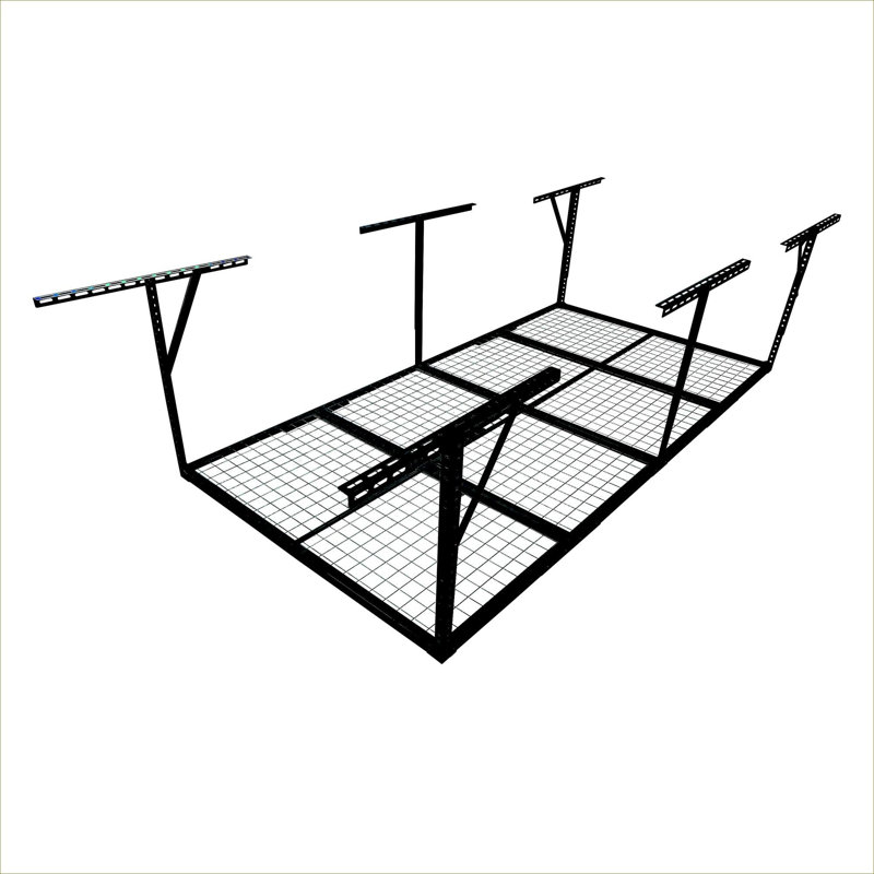 Support de rangement pour plafond réglable Garage 3 x 8 pi, construction en acier robuste, noir de jais