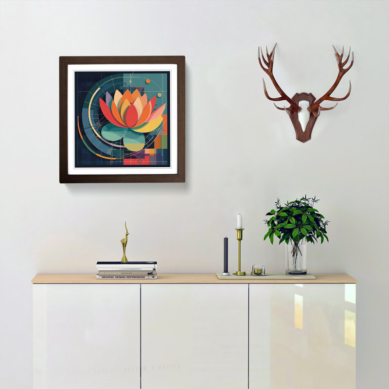 Lotus Flower Constructivism No.7 - Framed Print, Walnut