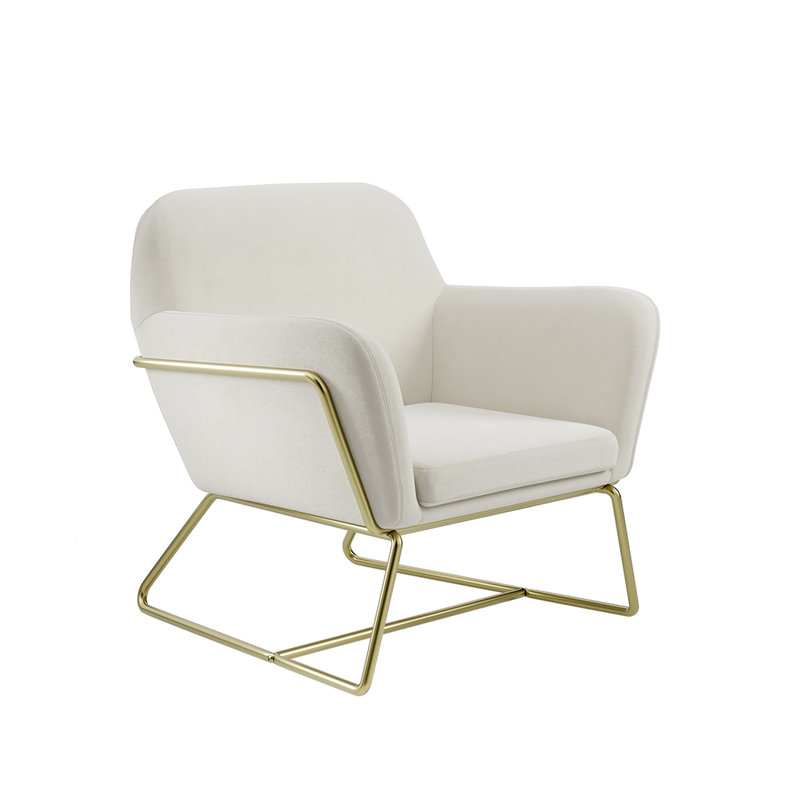Velvet Armchair, Cream, Gold