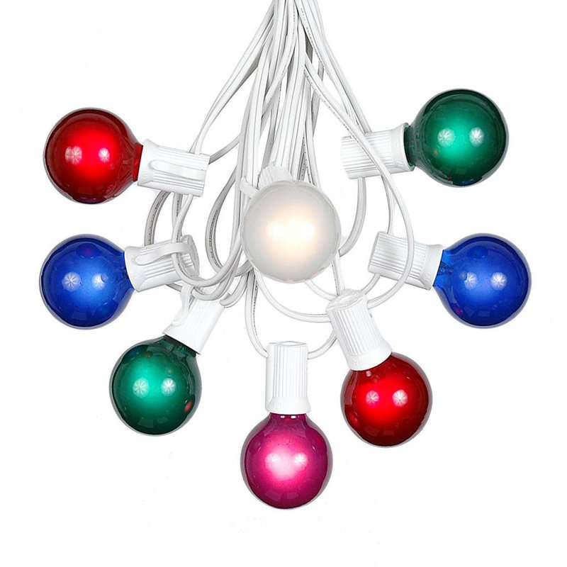 G40 Patio String Lights with 25 Multi Globe Bulbs â Outdoor String Lights â Market Bistro CafÃ© Hanging String Lights â Patio Garden Umbrella Globe Lights - 25 Feet