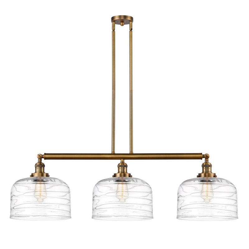 Bell - Luminaire suspendu pour îlot de cuisine 3 lumières 42 " , Laiton brossé, Ampoule non incluse