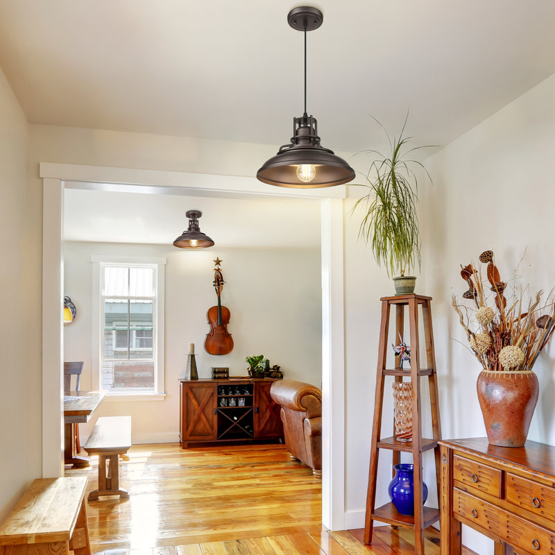 2 Pack 1-Light Industrial Single Pendant Light, 98.5" H x 12" W x 12" D