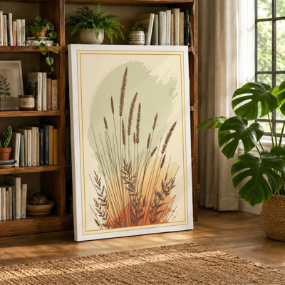 Grain Stalks Study Botanical - Wrapped Canvas