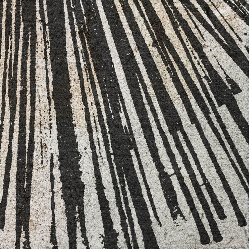 Tapis à poils longs lavable à la machine de qualité supérieure ADS642, Black, 3' x 5'