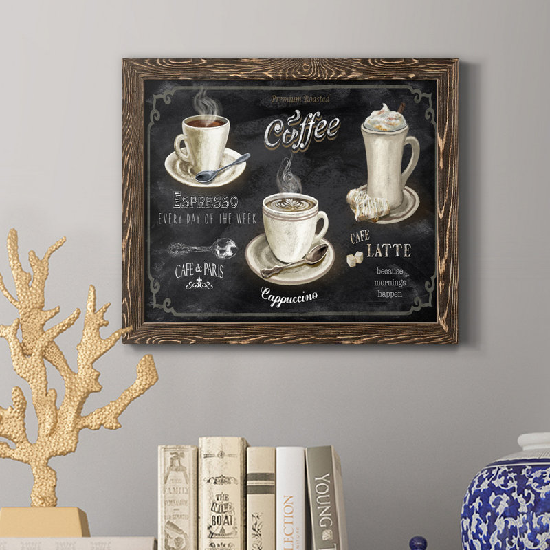 «Coffee Trio», reproduction d'impression sur toile, H 20 po x l 17 po x P 1,5 po, Noyer