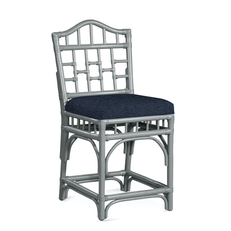 Chippendale Upholstered Stool, Basic Navy; 0317-61, Nickel