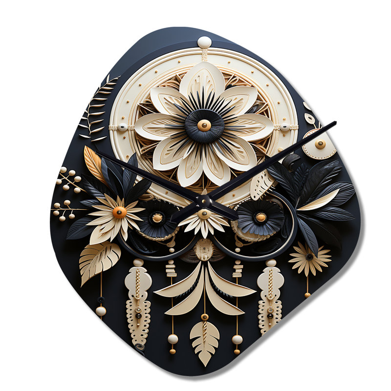 Native American Dream Catcher I - Art amérindien, horloge asymétrique en métal, horloge murale, Petit