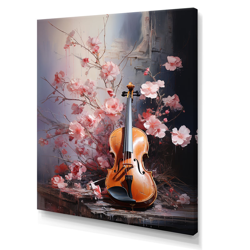 Violon et nature harmoniques nuances II sur toile, H 32 po x l 16 po x P 1 po, Toile tendue