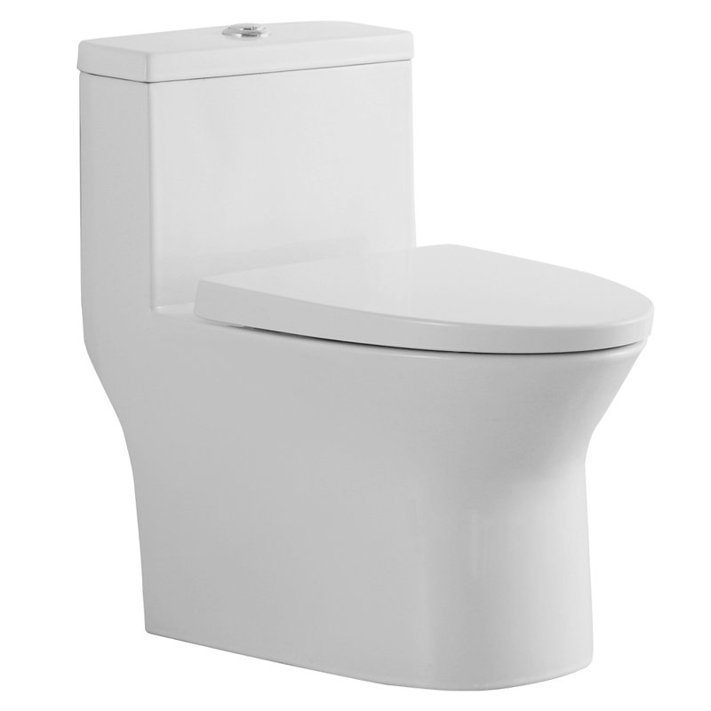 One-Piece Water Saver 4 GPF Compact Elongated Commercial Grade Dual Flush Toilet