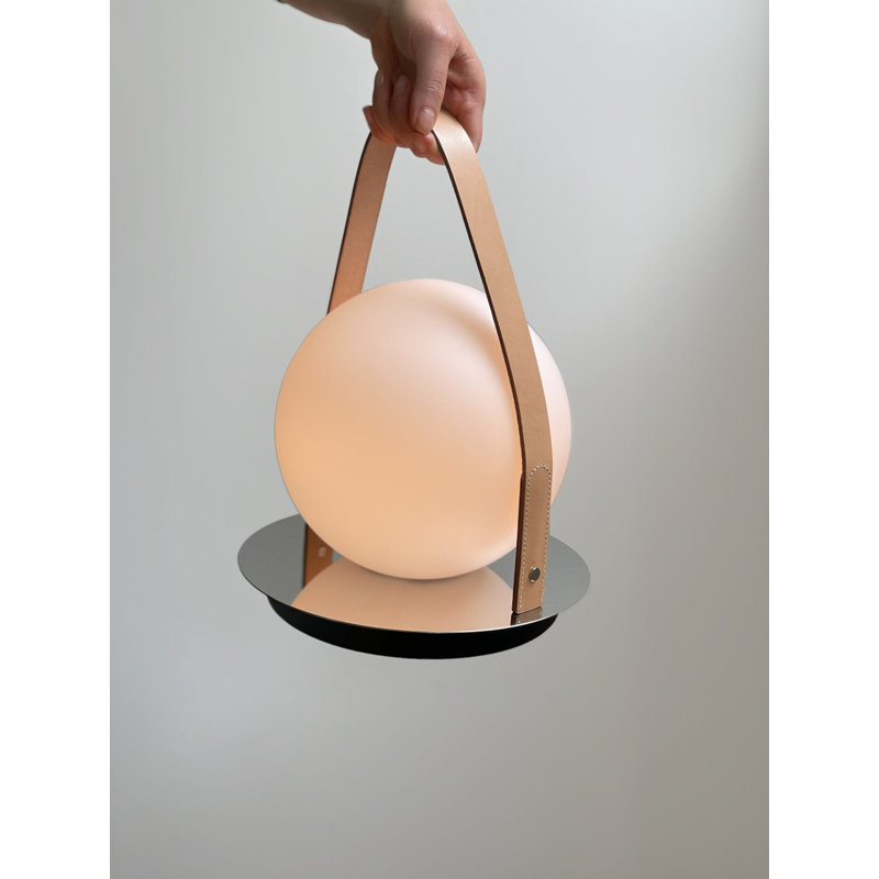 Bola Battery Powered Integrated LED Outdoor Lantern, Chrome/Tan 