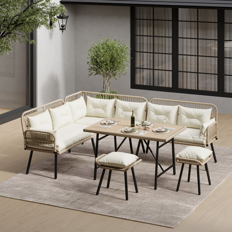 Canapé modulaire en osier avec coussins 10 pièces Ivet Outdoor, Blanc