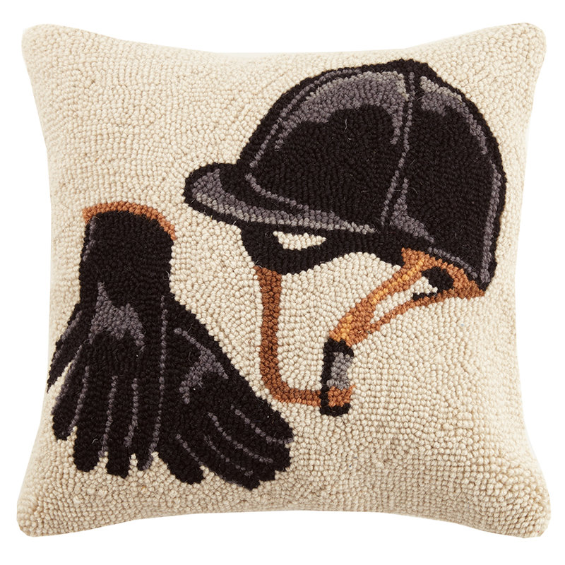 Equestrian Gear Wool Hook Throw Pillow - 16" Square