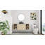 Meuble-lavabo double 54 po (pleine longueur) 54 po - 5 options de couleur de lavabo (motifs blanc / noir / marbre) + armoire en bois clair (type E)-1406020990