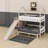 House-Shaped Bunk Bed With Slide And Storage Staircase, Wooden Bunk Bed Frame With Guardrails With Display Shelves-131597288