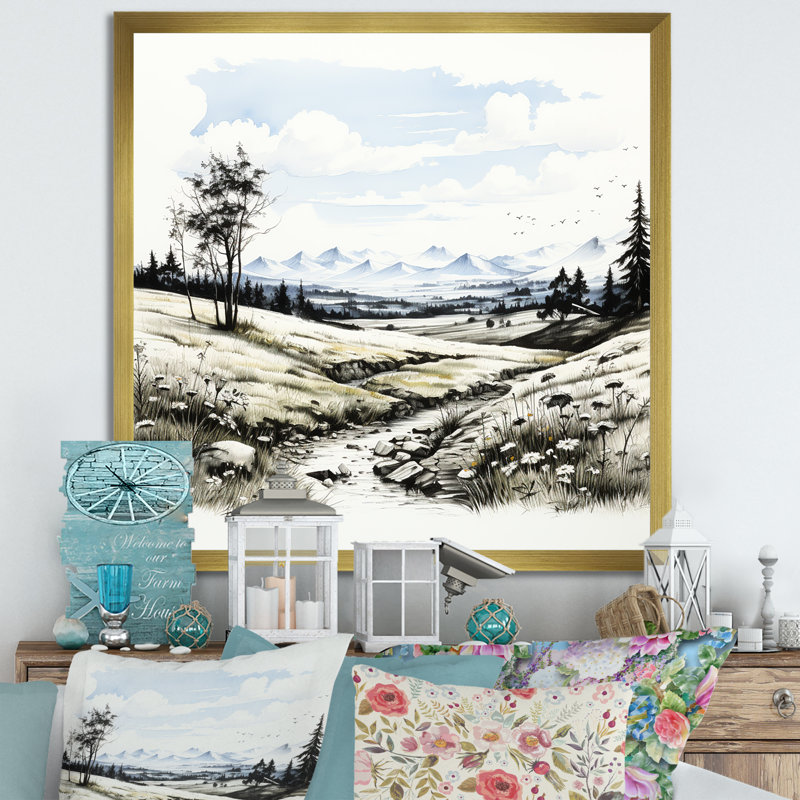 Faune sauvage, fleurs d'hiver II, H 36 po x l 36 po x P 1,5 po, Cadre doré simple