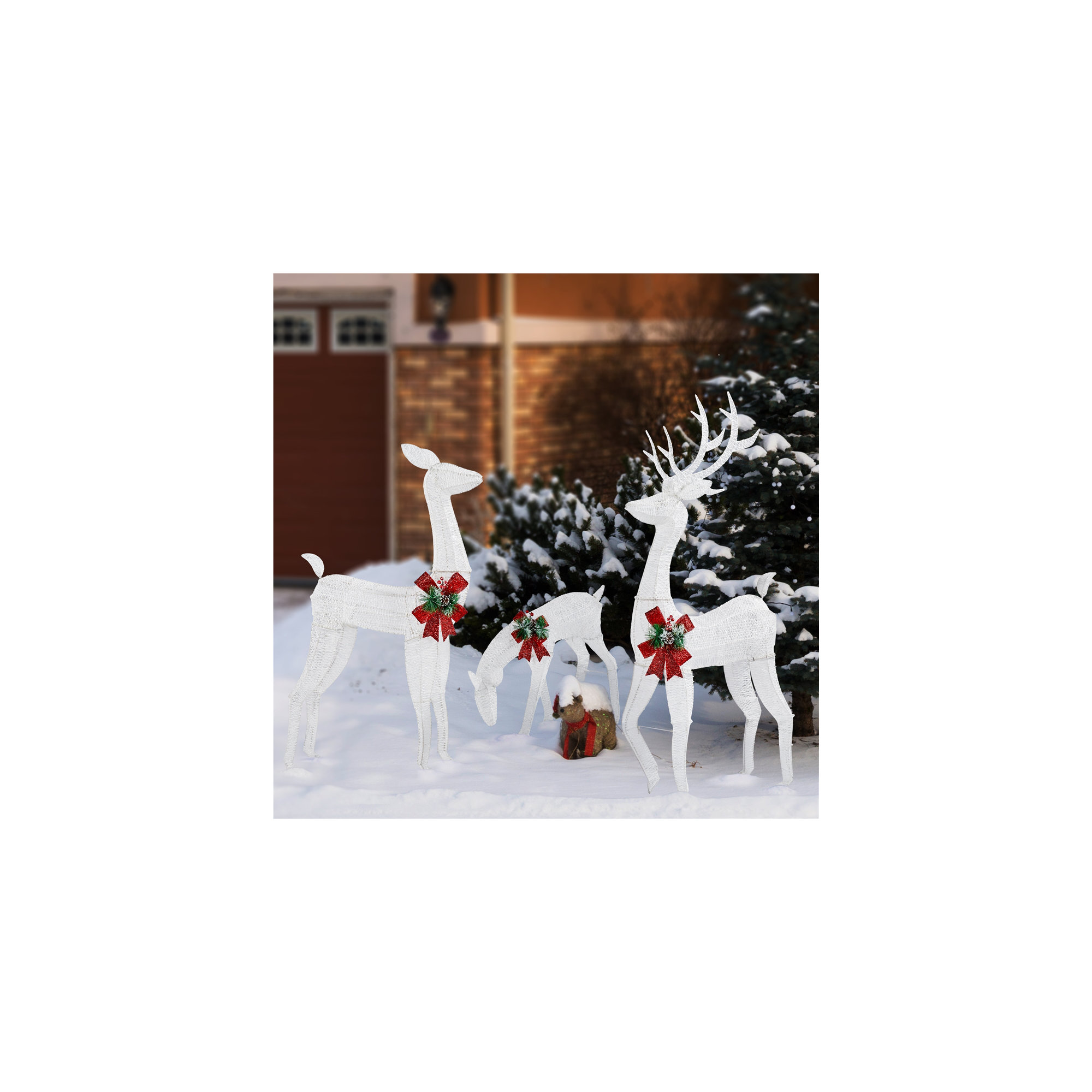 3-piece Christmas Reindeer Set, White