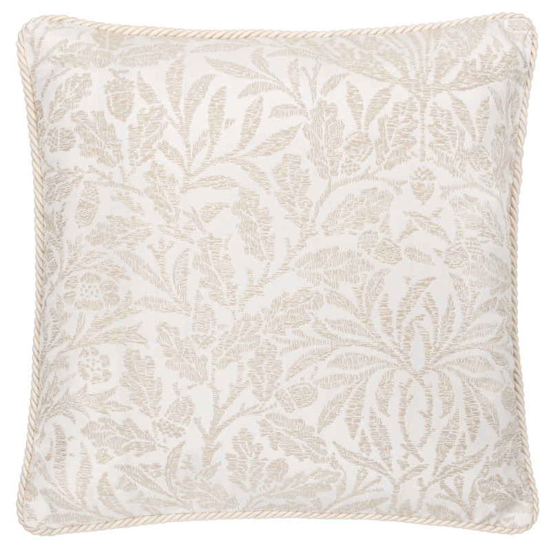 Acorn Tonal Down Blend Floral Square Throw Cushion, White