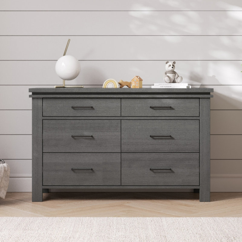 Commode double 6 tiroirs Denman, Gris minuit
