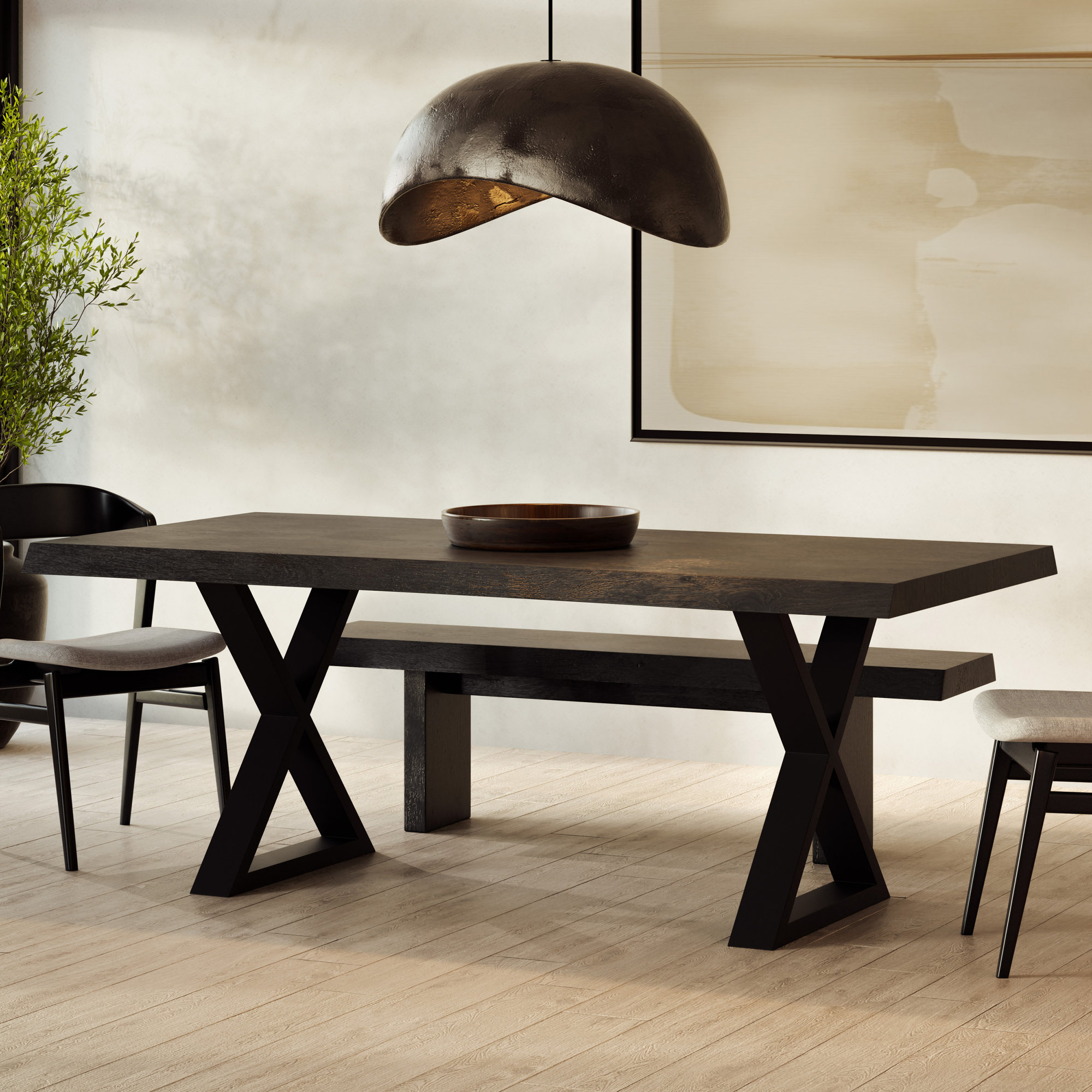 Colin Kentley Bench, 18" H x 65" W x 15" D, Ebonized