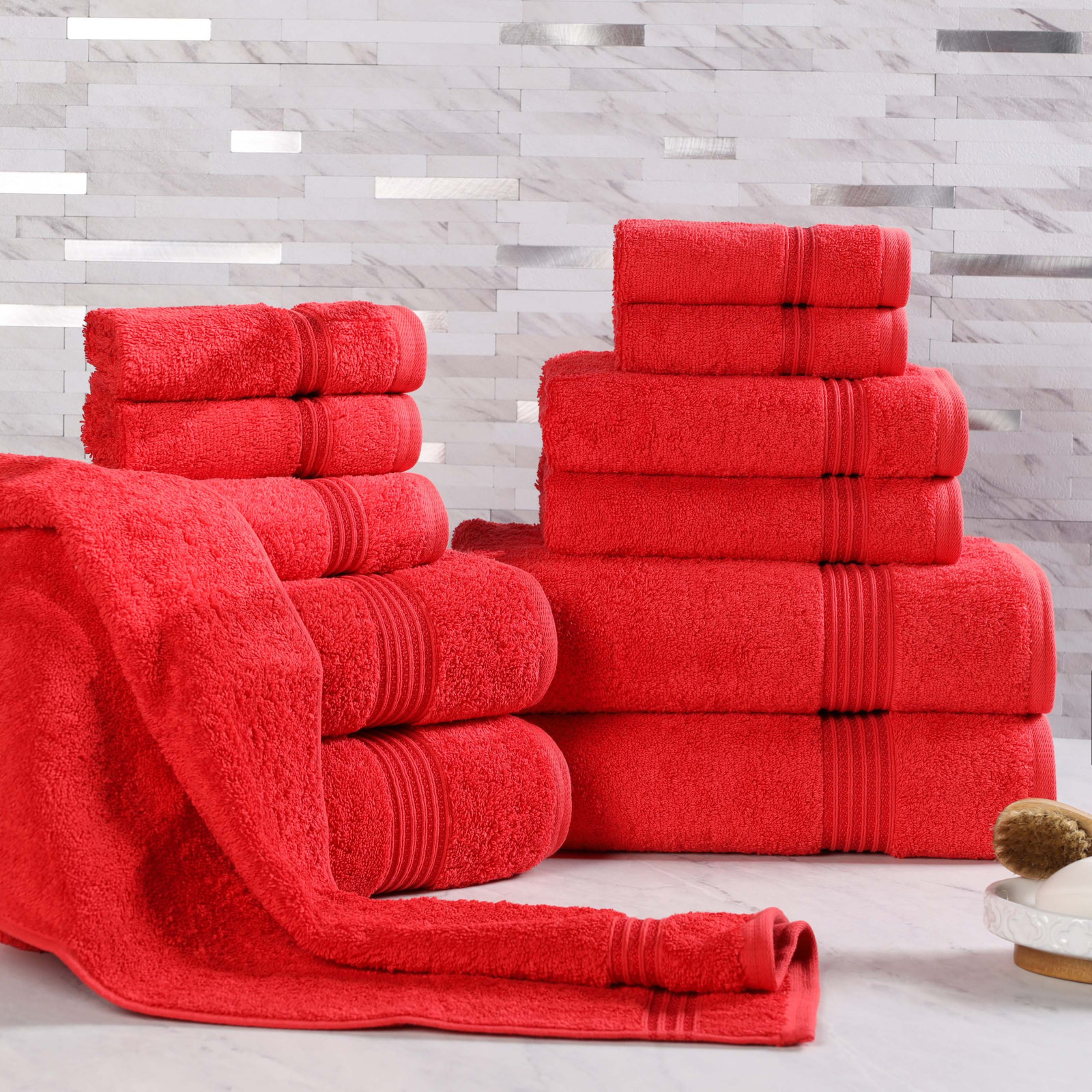Guadlupe 12-Piece Egyptian Cotton Towel Set, Red