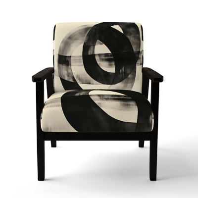 Abstract Shapes Accent Chair - Geometry Black And White Minimal Curves III Arm Chair