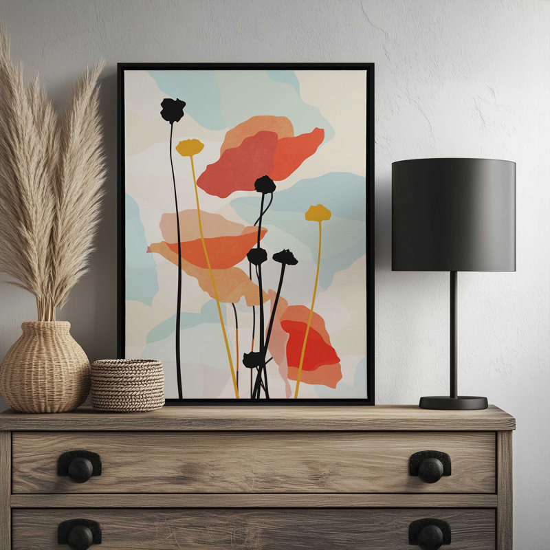 «Poppy» par ThingDesign Print, 16" H x 12" W, Toile avec cadre, Noir