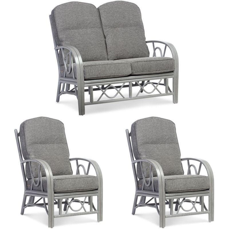 Pamplona 3 - Piece Living Room Set, Grey, Slate Grey, Grey
