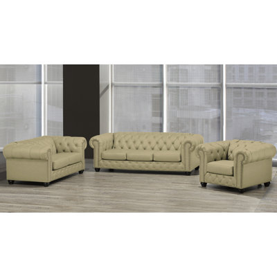 Orner 3 Piece Genuine Leather Living Room Set