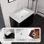 Meuble-lavabo suspendu avec lavabo et tiroir à fermeture amortie, comptoir et dosseret en marbre reconstitué, armoire en contreplaqué-1228690954