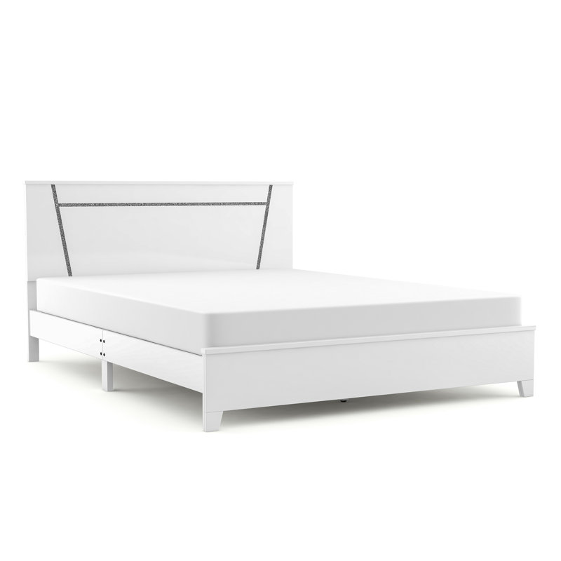 Kalayna Solid Wood Platform Bed, California King, White