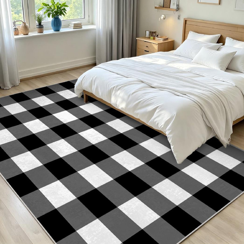 Tapis noir / blanc transparent Clear Buffalo, Rectangle 71" x 98"
