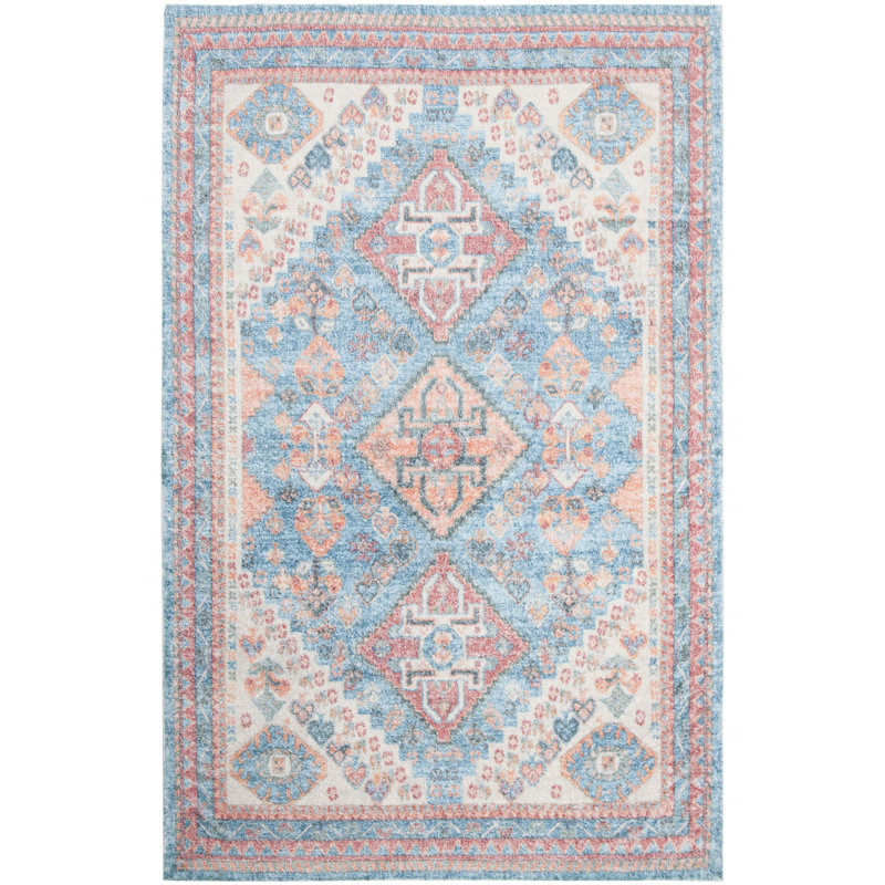 Tapis bleu / rouille touffeté à la main Bottrell, Rectangle 5 pi x 8 pi